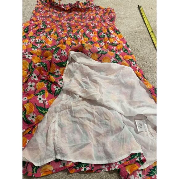 Draper James Taylor Smocked Dress in Pink With Oranges And Flowers Size XL W/ Po - Picture 12 of 12